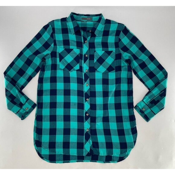 Sandra Ingrish Women’s Check Rayon Collared Button Up Blouse Sz Small Boho - Picture 2 of 10